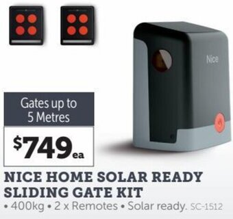 Stratco Nice Home Solar Ready Sliding Gate Kit 5 Metres offer