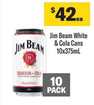 Liquorland Jim beam white & cola cans offer