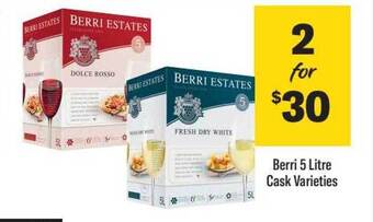 Liquorland Berri 5 litre cask varieties offer