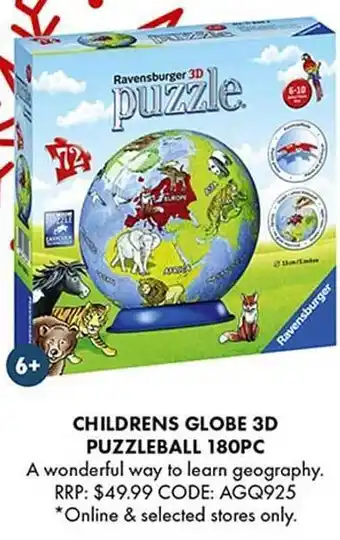 Childrens globe 3d puzzleball 180pc