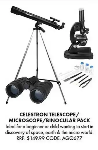 Celestron telescope or microscope or binocular pack
