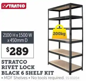 Stratco Stratco Rivet Lock Black 6 Shelf Kit 2100 H 1500 W x 450mm 200kg offer