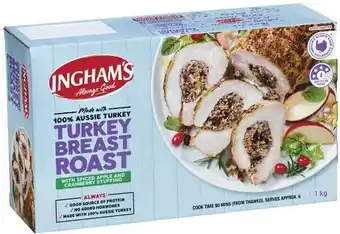Woolworths Ingham’s turkey breast roast stuffed spiced apple 1 kg – from the freezer offer