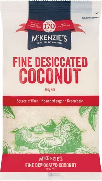 Woolworths Mckenzie’s fine desiccated coconut 250g offer