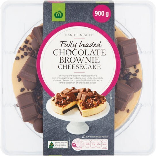 Woolworths fully loaded chocolate brownie cheesecake 900g offer at