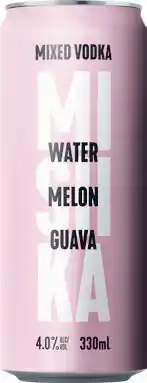Woolworths Mishka vodka watermelon & guava cans 4x330ml offer