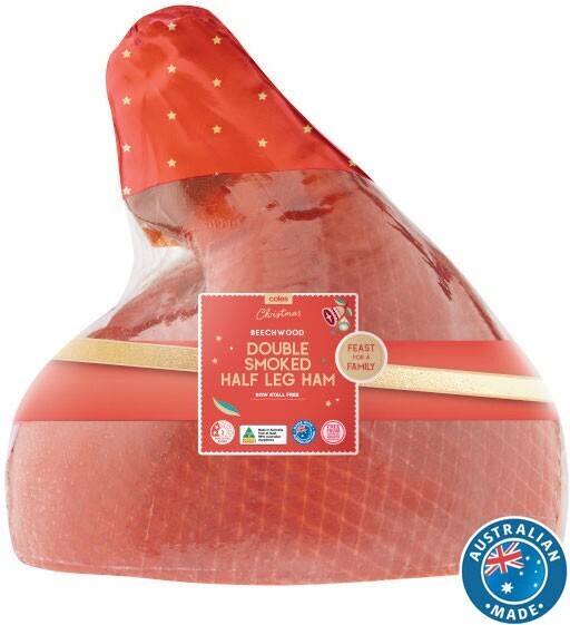 Coles beechwood double smoked half leg ham offer at Coles