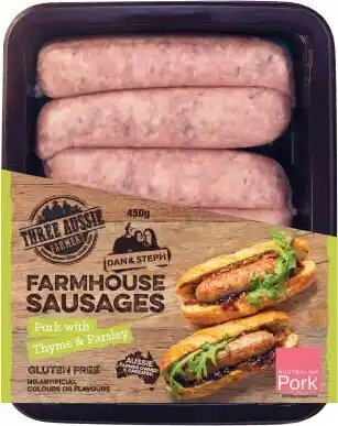 Coles Three aussie farmers sausages 450g offer