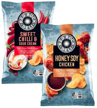 Coles Red rock deli potato chips 150g-165g offer
