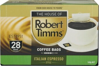 Coles Robert timms coffee bags 28 pack offer