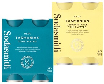 Coles Sodasmith tonic or soda water 4x200ml offer