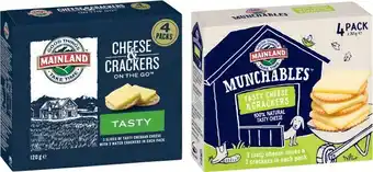 Coles Mainland on the go cheese & crackers 4 pack 96g-120g offer
