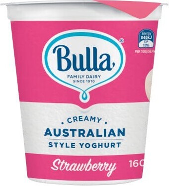 Coles Bulla creamy australian style yoghurt 160g offer