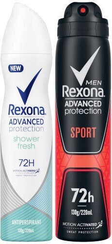 Coles Rexona advanced 72hr aerosol deodorant 220ml offer