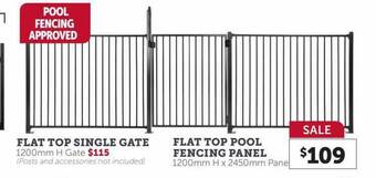 Stratco Flat top single gate, flat top pool fencing panel offer