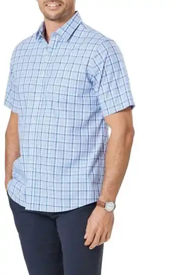 Myer Gazman easy care short sleeve shirt - blue offer