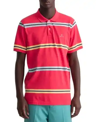 Myer Gant narrow stripe pique polo - red offer