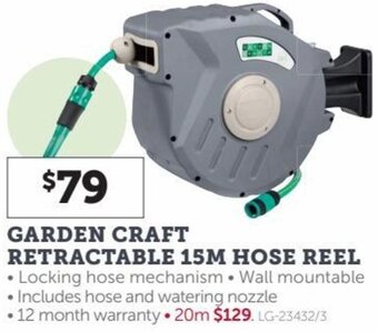 Stratco Garden Craft Retractable 15M Hose Reel offer