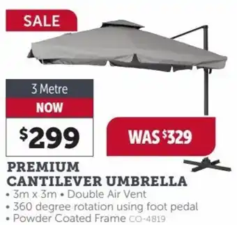 Stratco Premium Cantilever Umbrella 3 Metre offer