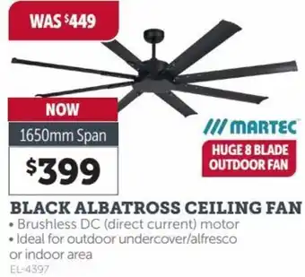 Stratco Black Albatross Ceiling Fan 1650mm offer