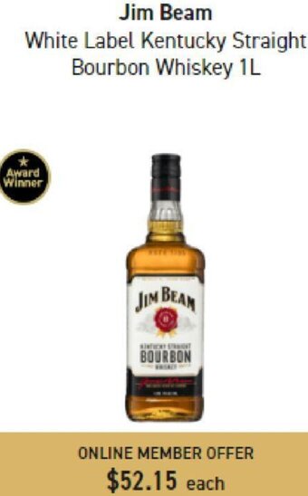 Dan Murphy's Jim Beam White Label Kentucky Straight Bourbon Whiskey 1L offer