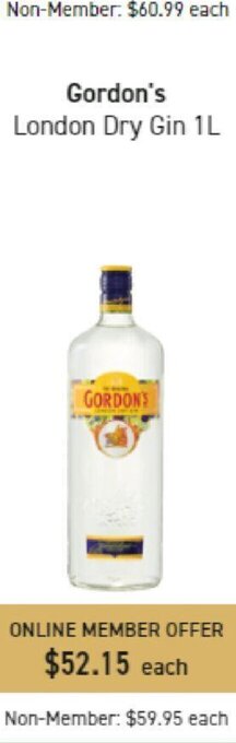 Dan Murphy's Gordon's London Dry Gin 1L offer