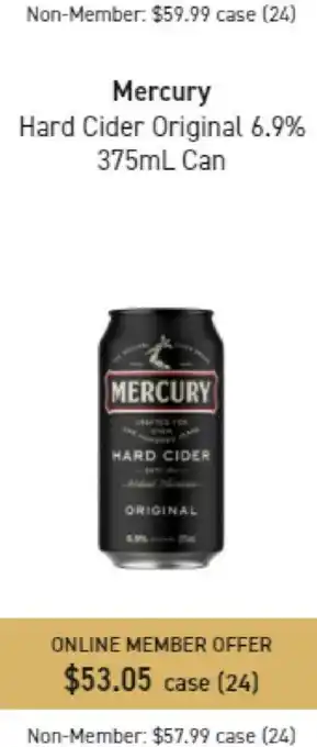 Mercury Hard Cider Original 6.9% 375ml Can