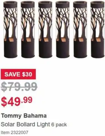Costco Tommy Bahama Solar Bollard Light 6 Pack offer