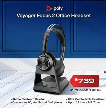 Leader Computers Poly voyager focus 2 office headset offer