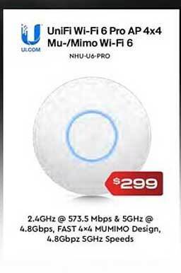Leader Computers Unifi wi-fi 6 pro ap 4x4 mu- mimo wi-fi 6 offer