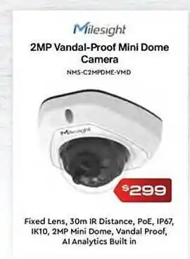 Leader Computers Milesight 2mp vandal-proof mini dome camera offer