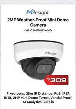 Milesight 2mp weather-proof mini dome camera