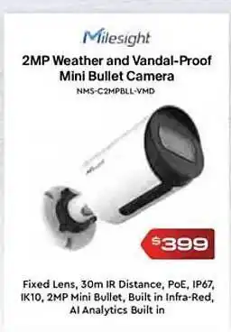 Leader Computers Milesight 2mp weather and vandal-proof mini bullet camera offer