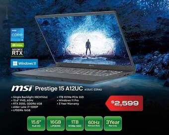 Leader Computers Msi prestige 15 a12uc offer