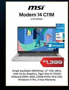 Msi modern 14 c11m