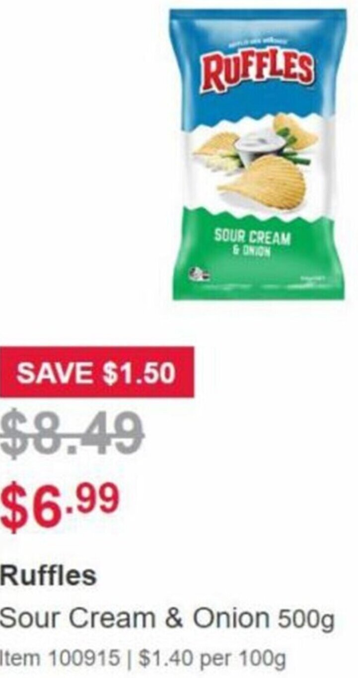 Ruffles Sour Cream & Onion 500g offer at Costco