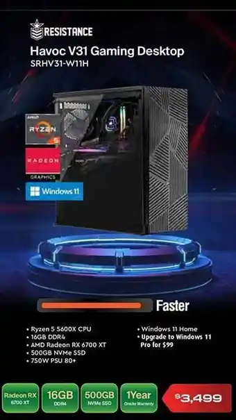 Leader Computers Resistance havoc v31 gaming desktop offer