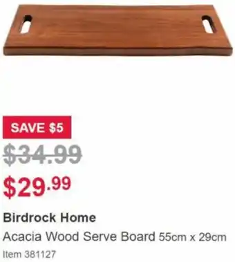 Birdrock Home Acacia Wood Serve Board 55cm x 29cm