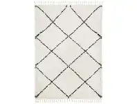 LivingStyles Saffron Hawa Fringed Shag Rug, 120x170cm, White offer