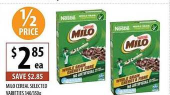Supabarn Milo cereal selected varieties offer