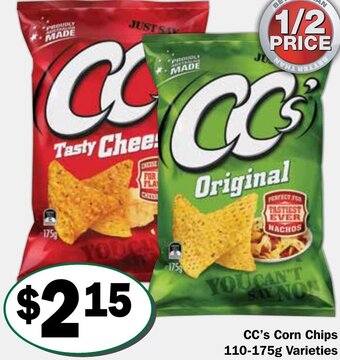 Friendly Grocer CC's Corn Chips 110-175g offer
