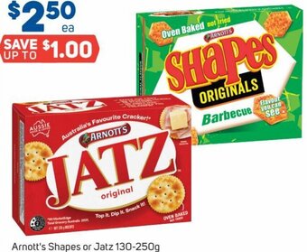Foodland Arnott's Shapes or Jatz 130-250g offer
