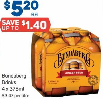 Foodland Bundaberg Drinks 4 x 375ml offer
