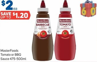 Foodland MasterFoods Tomato or BBQ Sauce 475-500ml offer