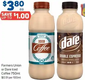 Foodland Farmers Union or Dare Iced Coffee 750ml offer