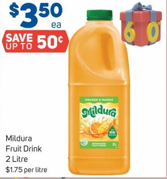 Mildura Fruit Drink 2 Litre offer at Foodland