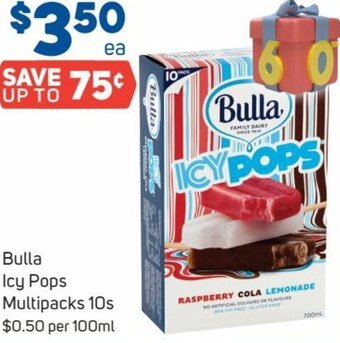 Foodland Bulla Icy Pops Multipacks 10s offer