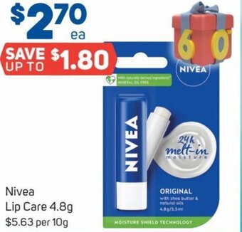 Foodland Nivea Lip Care 4.8g offer