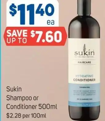 Foodland Sukin Shampoo or Conditioner 500ml offer