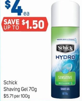 Foodland Schick Shaving Gel 70g offer